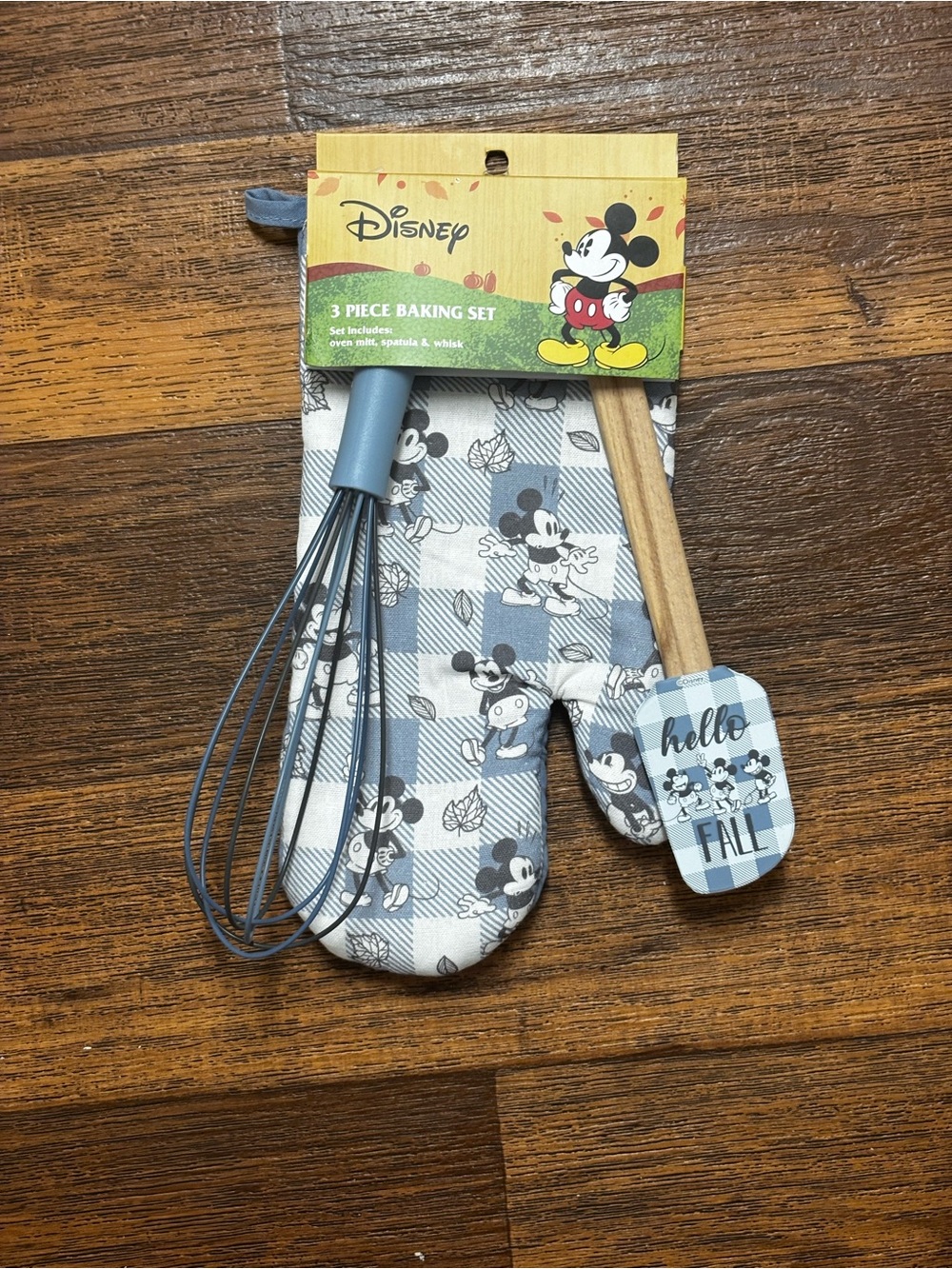 Disney Blue Plaid Mickey Mouse 3-Piece Baking Set